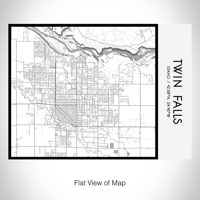 Rendered View of Twin Falls Idaho Map on 20oz Stainless Steel Insulated Bottle with Bamboo Top with printed classic style map