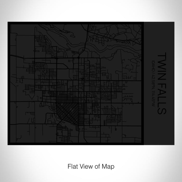 Rendered View of Twin Falls Idaho Map on 20oz Stainless Steel Insulated Bottle with Bamboo Top in Matte Black with printed Tactile Lines Map in Black