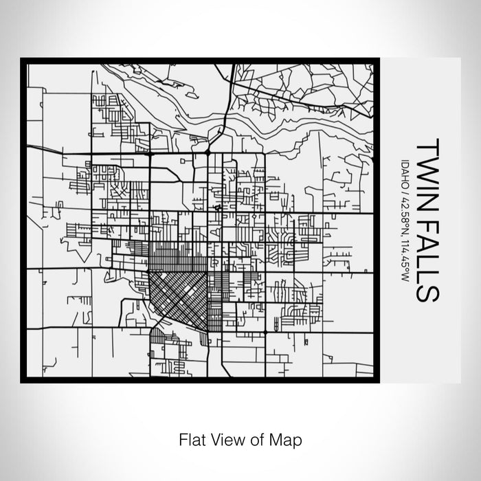 Rendered View of Twin Falls Idaho Map on 20oz Stainless Steel Insulated Bottle with Bamboo Top in Matte White with printed Tactile Lines Map in Black