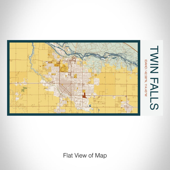 Rendered View of Twin Falls Idaho Map on 17oz Stainless Steel Insulated Bottle with printed woodblock style map