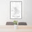 24x36 Tyler Texas Map Print Portrait Orientation in Classic Style Behind 2 Chairs Table and Potted Plant