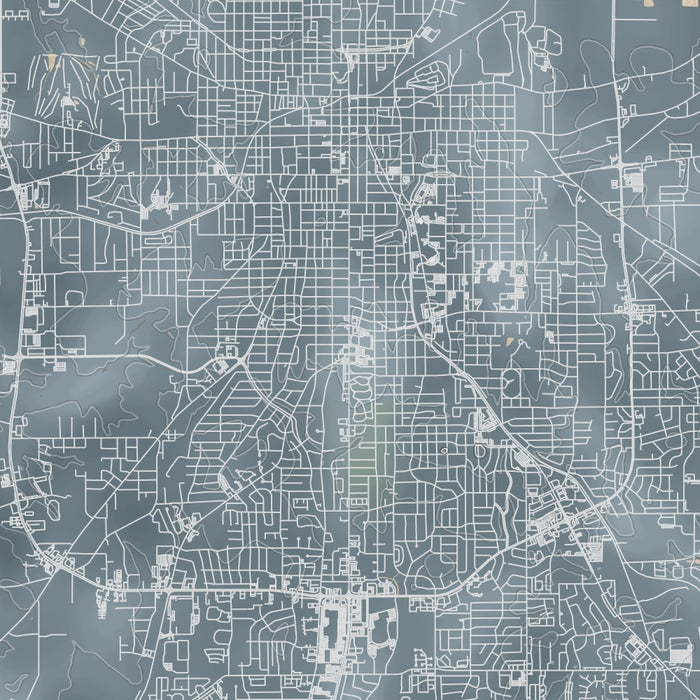 Tyler Texas Map Print in Afternoon Style Zoomed In Close Up Showing Details