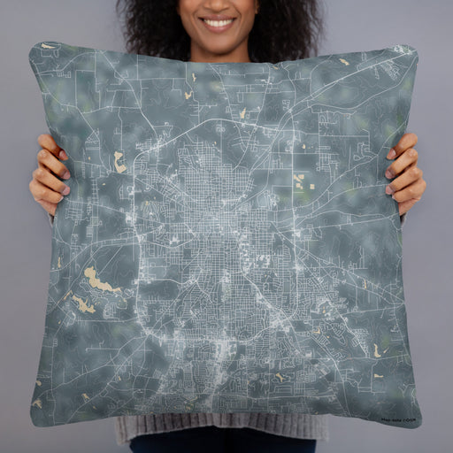 Person holding 22x22 Custom Tyler Texas Map Throw Pillow in Afternoon