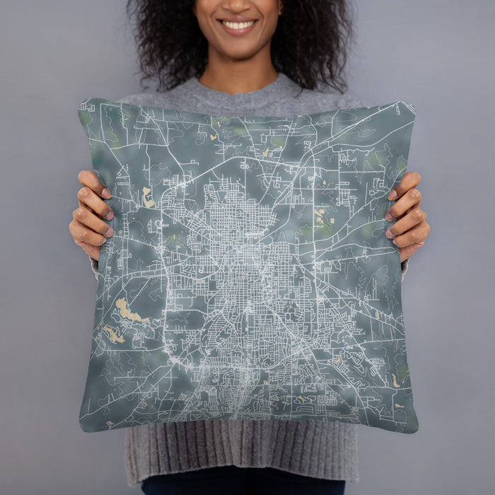 Person holding 18x18 Custom Tyler Texas Map Throw Pillow in Afternoon