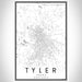 Tyler Texas Map Print Portrait Orientation in Classic Style With Shaded Background