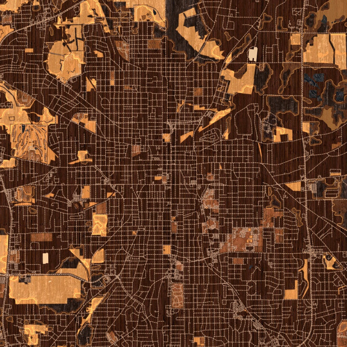 Tyler Texas Map Print in Ember Style Zoomed In Close Up Showing Details