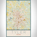 Tyler Texas Map Print Portrait Orientation in Woodblock Style With Shaded Background