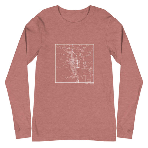 Ukiah California  Map Unisex Long-Sleeve T-shirt with City inscription in Heather Mauve