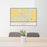 24x36 Ulysses Kansas Map Print Lanscape Orientation in Woodblock Style Behind 2 Chairs Table and Potted Plant