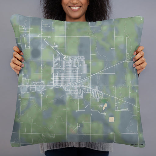 Person holding 22x22 Custom Ulysses Kansas Map Throw Pillow in Afternoon