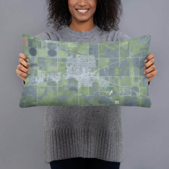 Person holding 20x12 Custom Ulysses Kansas Map Throw Pillow in Afternoon