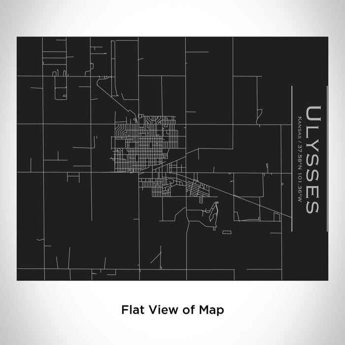 Rendered View of Ulysses Kansas Map Engraving on 20oz Stainless Steel Insulated Bottle with Bamboo Top in Black