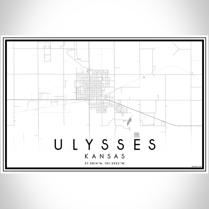 Ulysses Kansas Map Print Landscape Orientation in Classic Style With Shaded Background