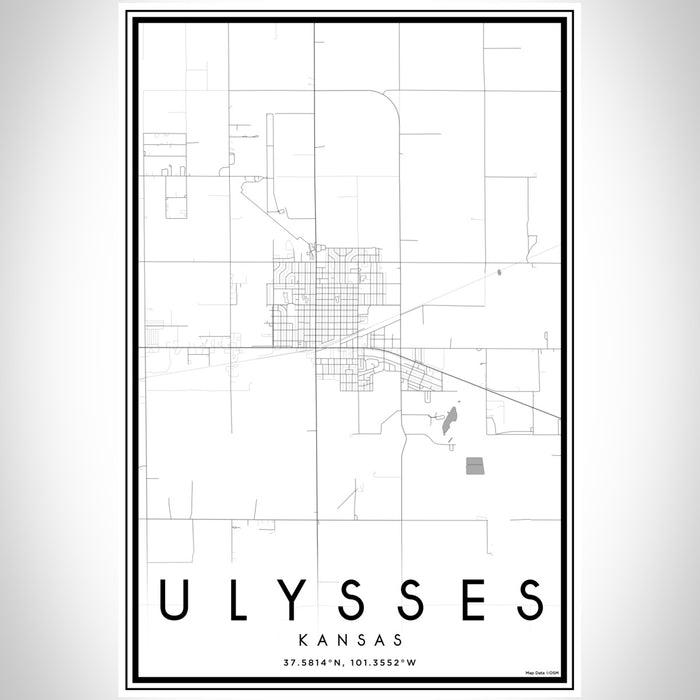 Ulysses Kansas Map Print Portrait Orientation in Classic Style With Shaded Background