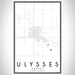 Ulysses Kansas Map Print Portrait Orientation in Classic Style With Shaded Background