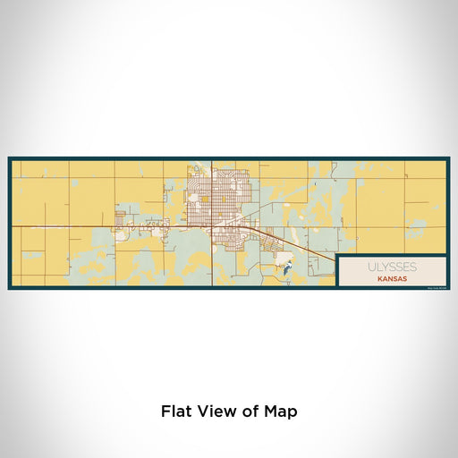 Flat View of Map Custom Ulysses Kansas Map Enamel Mug in Woodblock