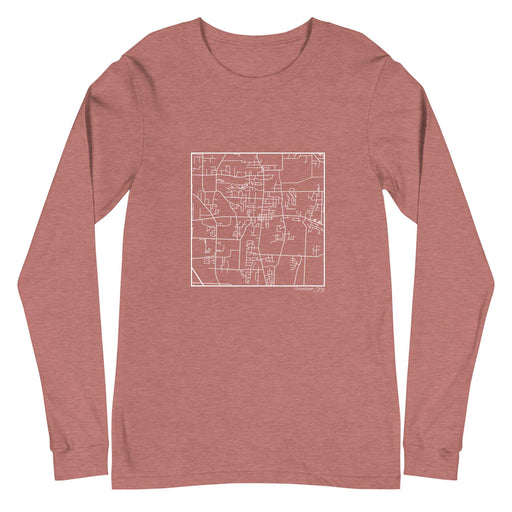 Uniontown Ohio  Map Unisex Long-Sleeve T-shirt with City inscription in Heather Mauve