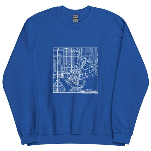 University District Seattle  Map Unisex Crewneck Sweater with City inscription in Royal Blue