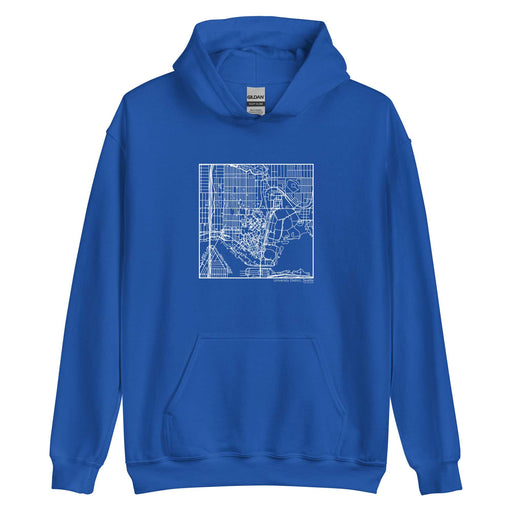 University District Seattle  Map Unisex Hoodie Sweater with City inscription in Royal Blue