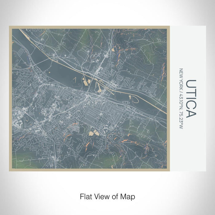 Rendered View of Utica New York Map on 20oz Stainless Steel Insulated Bottle with Bamboo Top with printed afternoon style map