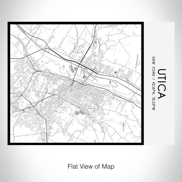 Rendered View of Utica New York Map on 20oz Stainless Steel Insulated Bottle with Bamboo Top with printed classic style map