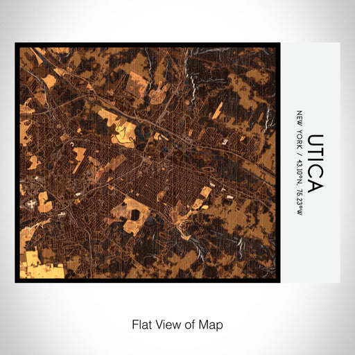 Rendered View of Utica New York Map on 20oz Stainless Steel Insulated Bottle with Bamboo Top with printed ember style map