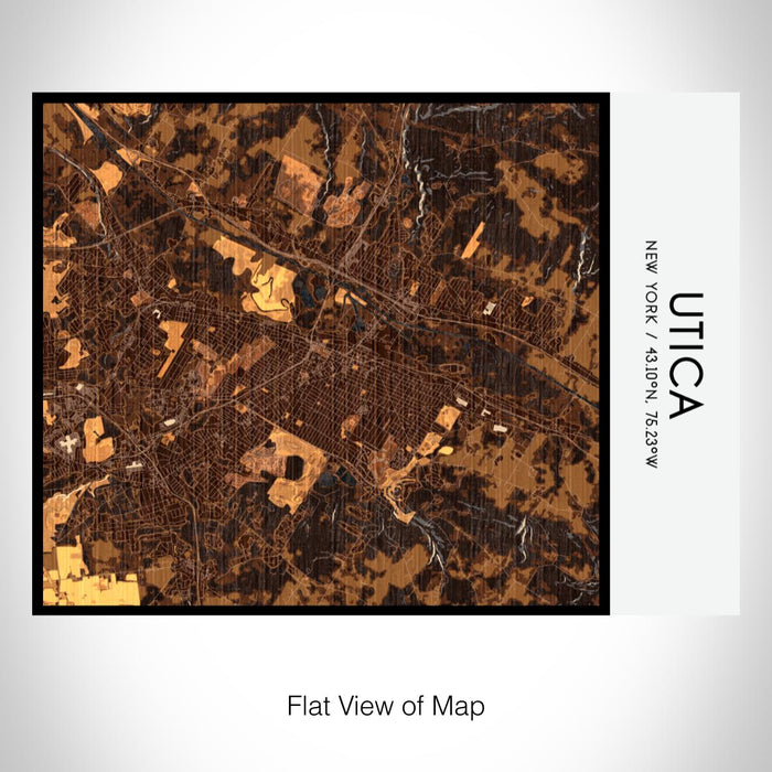 Rendered View of Utica New York Map on 20oz Stainless Steel Insulated Bottle with Bamboo Top with printed ember style map