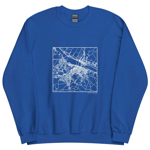 Utica New York  Map Unisex Crewneck Sweater with City inscription in Royal Blue