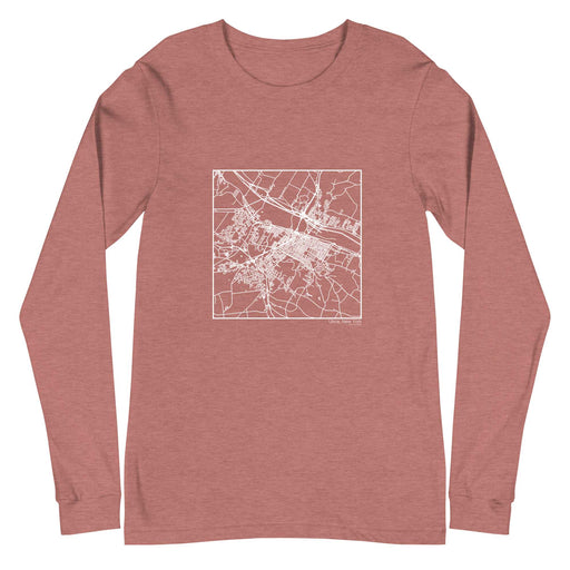 Utica New York  Map Unisex Long-Sleeve T-shirt with City inscription in Heather Mauve