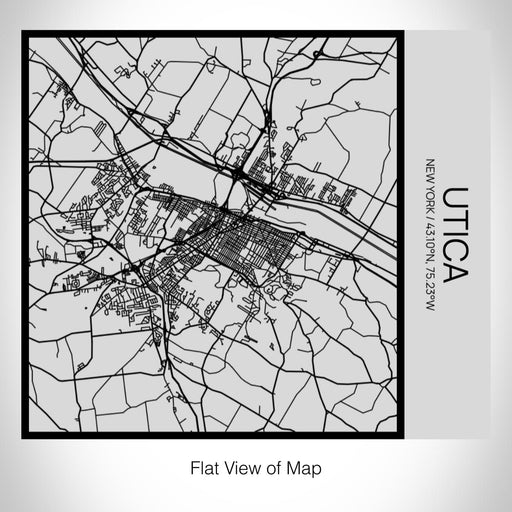 Rendered View of Utica New York Map on 17oz Stainless Steel Insulated Tumbler in Tactile Lines with Succulent in Background