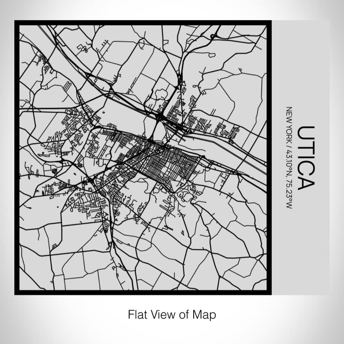 Rendered View of Utica New York Map on 17oz Stainless Steel Insulated Tumbler in Tactile Lines with Succulent in Background
