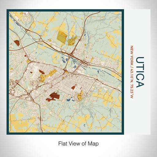 Rendered View of Utica New York Map on 17oz Stainless Steel Insulated Tumbler in Woodblock Map Style