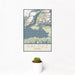 12x18 Valdez Alaska Map Print Portrait Orientation in Woodblock Style With Small Cactus Plant in White Planter