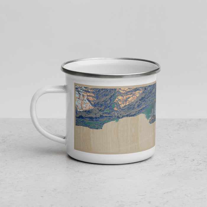 Left View Custom Valdez Alaska Map Enamel Mug in Afternoon