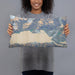 Person holding 20x12 Custom Valdez Alaska Map Throw Pillow in Afternoon