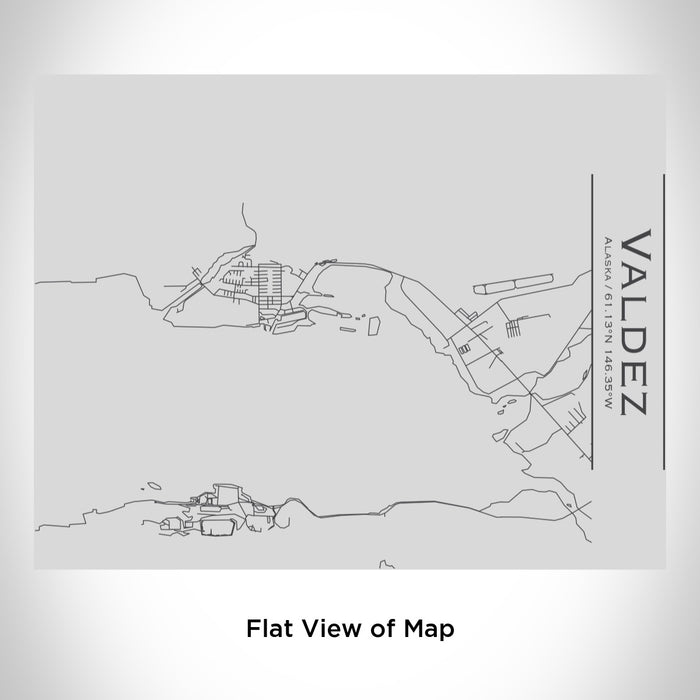 Rendered View of Valdez Alaska Map Engraving on 20oz Stainless Steel Insulated Bottle with Bamboo Top