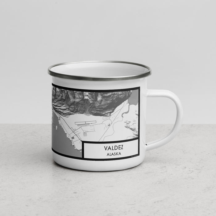 Right View Custom Valdez Alaska Map Enamel Mug in Classic