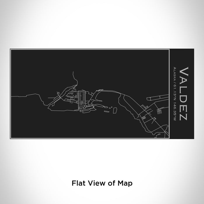 Rendered View of Valdez Alaska Map Engraving on 17oz Stainless Steel Insulated Cola Bottle in Black