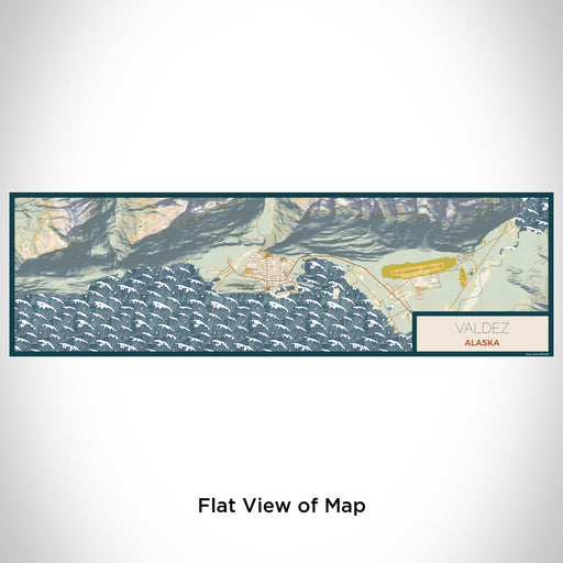 Flat View of Map Custom Valdez Alaska Map Enamel Mug in Woodblock