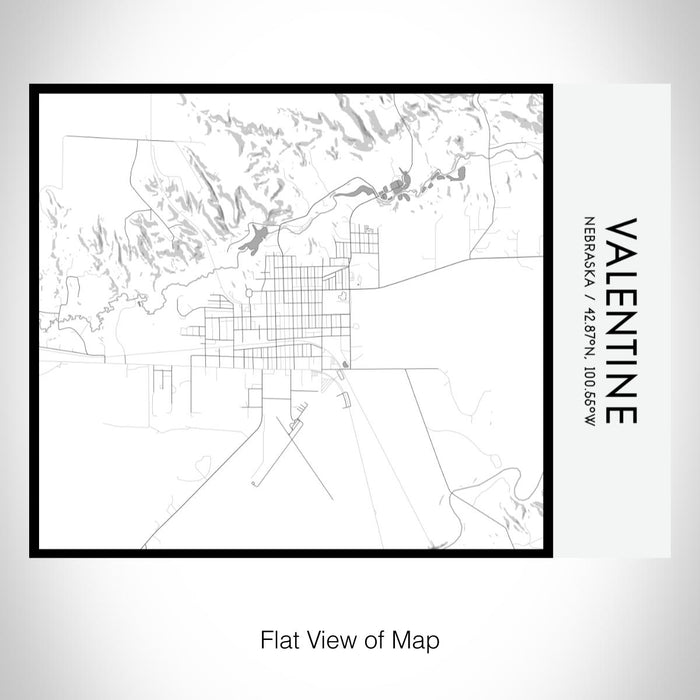 Rendered View of Valentine Nebraska Map on 20oz Stainless Steel Insulated Bottle with Bamboo Top with printed classic style map