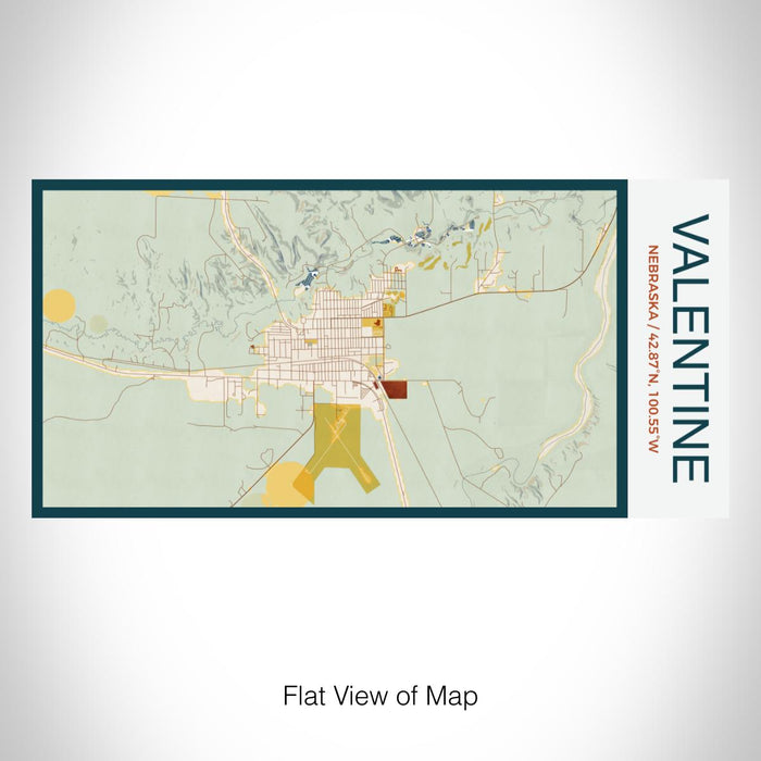 Rendered View of Valentine Nebraska Map on 17oz Stainless Steel Insulated Bottle with printed woodblock style map