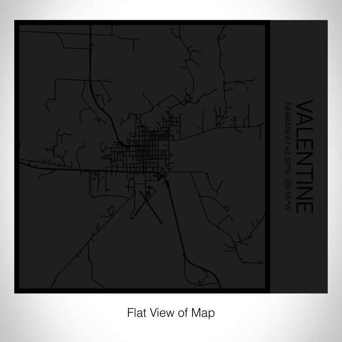 Rendered View of Valentine Nebraska Map on 17oz Stainless Steel Insulated Tumbler in Matte Black with Tactile Lines