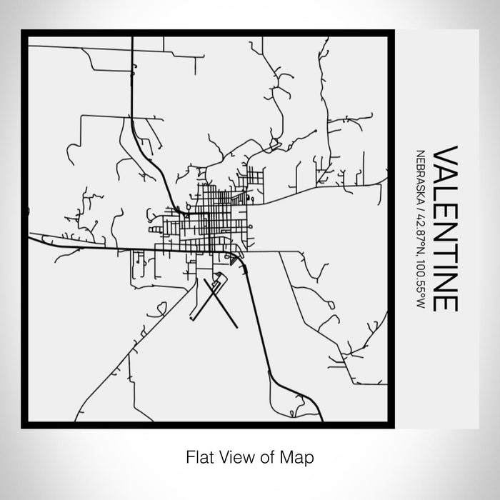 Rendered View of Valentine Nebraska Map on 17oz Stainless Steel Insulated Tumbler in Matte White with Tactile Lines