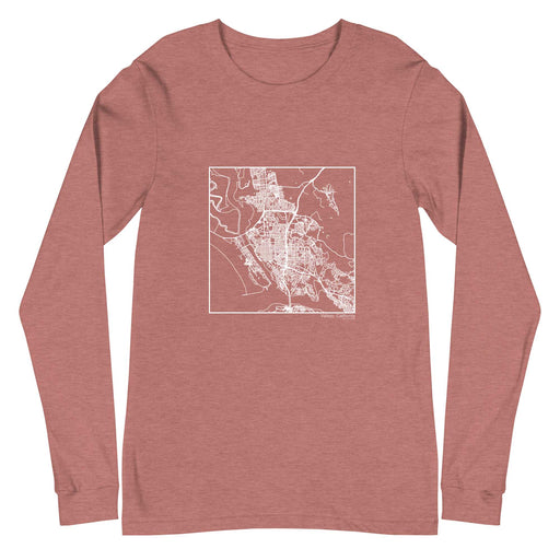 Vallejo California  Map Unisex Long-Sleeve T-shirt with City inscription in Heather Mauve