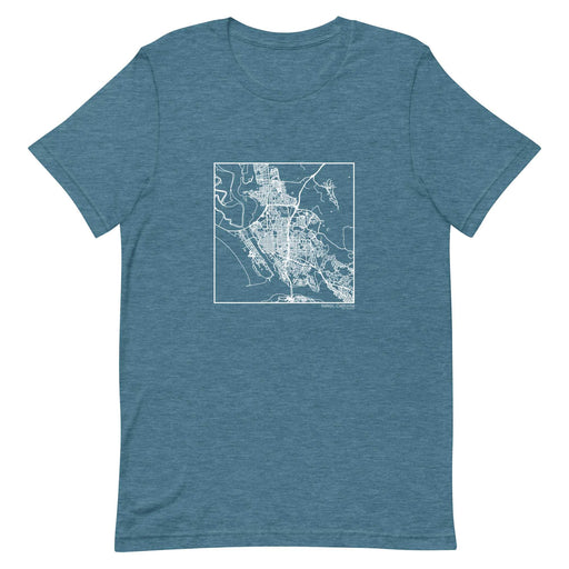 Vallejo California  Map Unisex T-Shirt with City inscription in Heather Teal