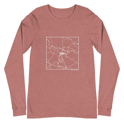 Valley Mills Texas  Map Unisex Long-Sleeve T-shirt with City inscription in Heather Mauve