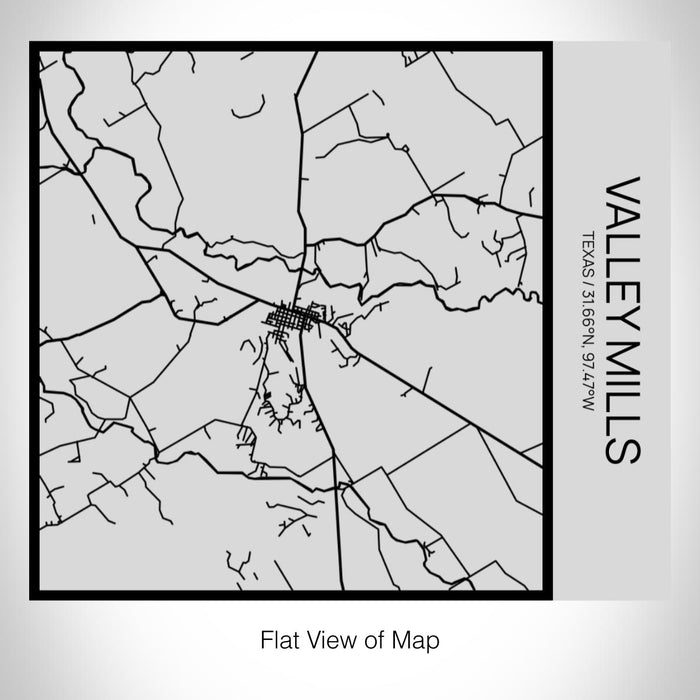 Rendered View of Valley Mills Texas Map on 17oz Stainless Steel Insulated Tumbler in Tactile Lines with Succulent in Background