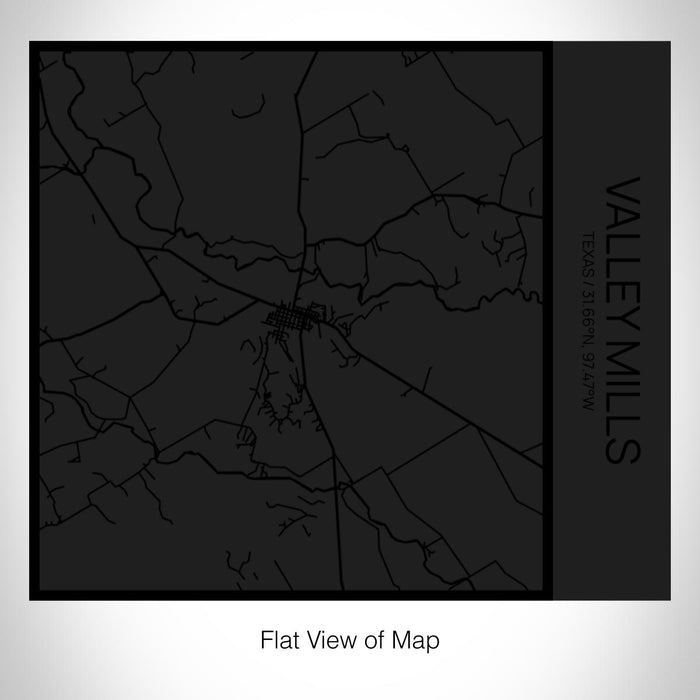 Rendered View of Valley Mills Texas Map on 17oz Stainless Steel Insulated Tumbler in Matte Black with Tactile Lines