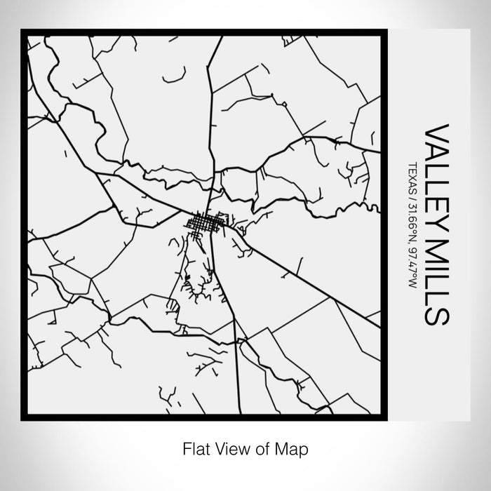 Rendered View of Valley Mills Texas Map on 17oz Stainless Steel Insulated Tumbler in Matte White with Tactile Lines