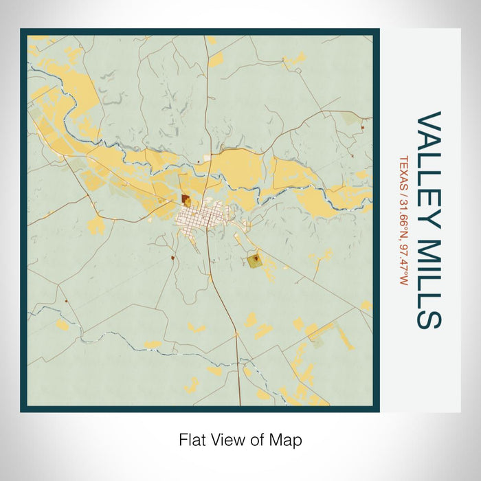 Rendered View of Valley Mills Texas Map on 17oz Stainless Steel Insulated Tumbler in Woodblock Map Style
